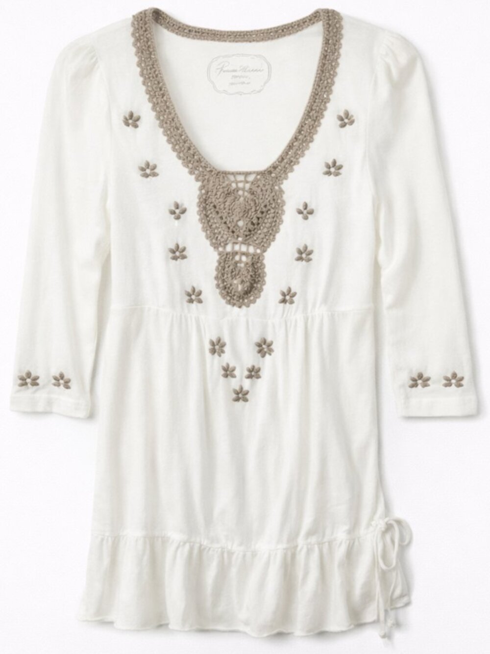 Peruvian Connection Women's‎ Crochet Embroidered Tunic Top Size S Boho Festival